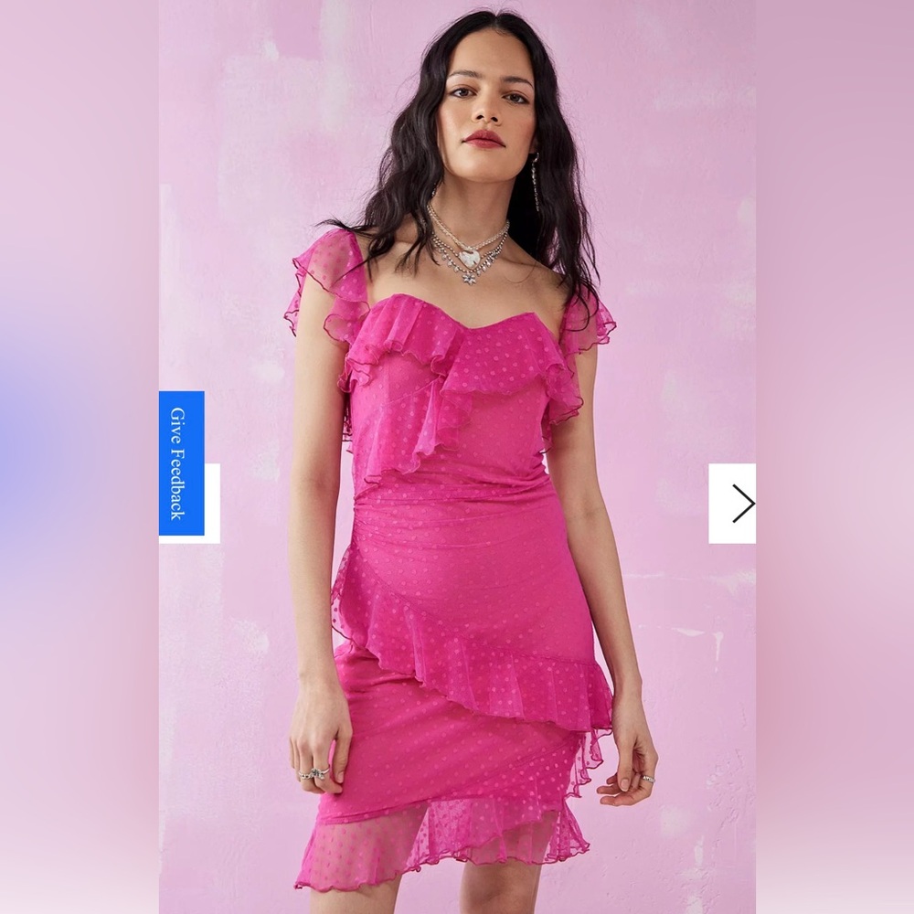 New with Tags Betsey Johnson Daisy Dotty Mini Vestido Pink Dress Size XL